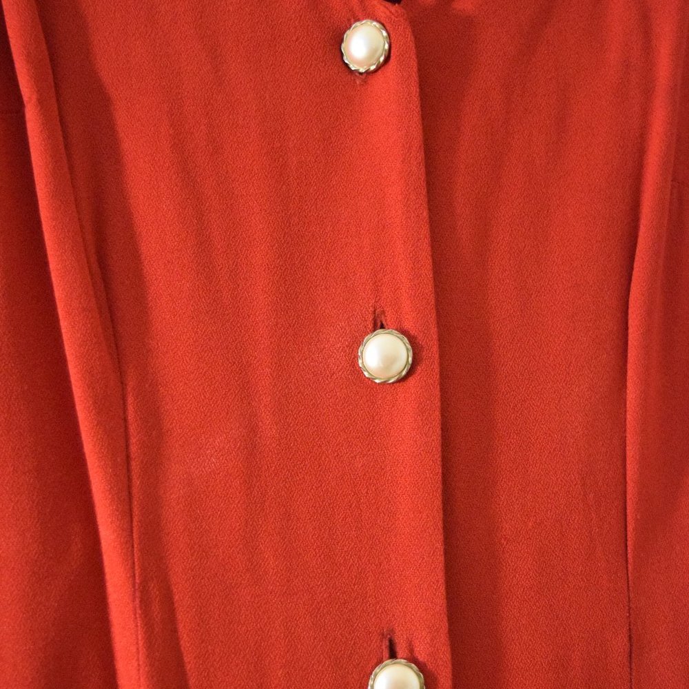 MARNIE WEST Vintage Red Pearl Button Up Maxi Dress | Size 6 - Picture 3 of 5